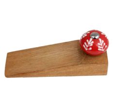 2 Pieces Red White Leaf Wooden Door Stopper